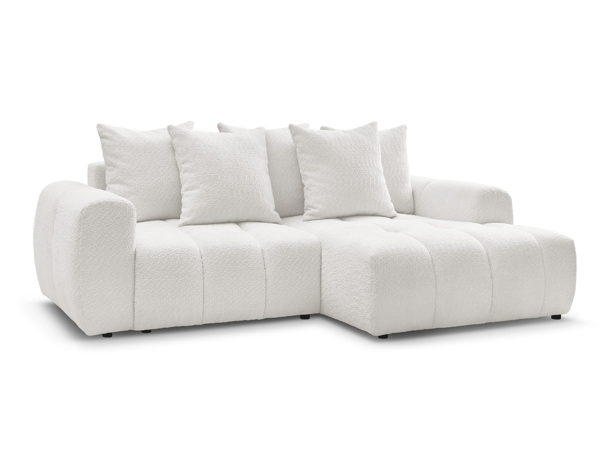 Canapé d'angle convertible 3 places en tissu bouclette, ROXELANE, BOBOCHIC