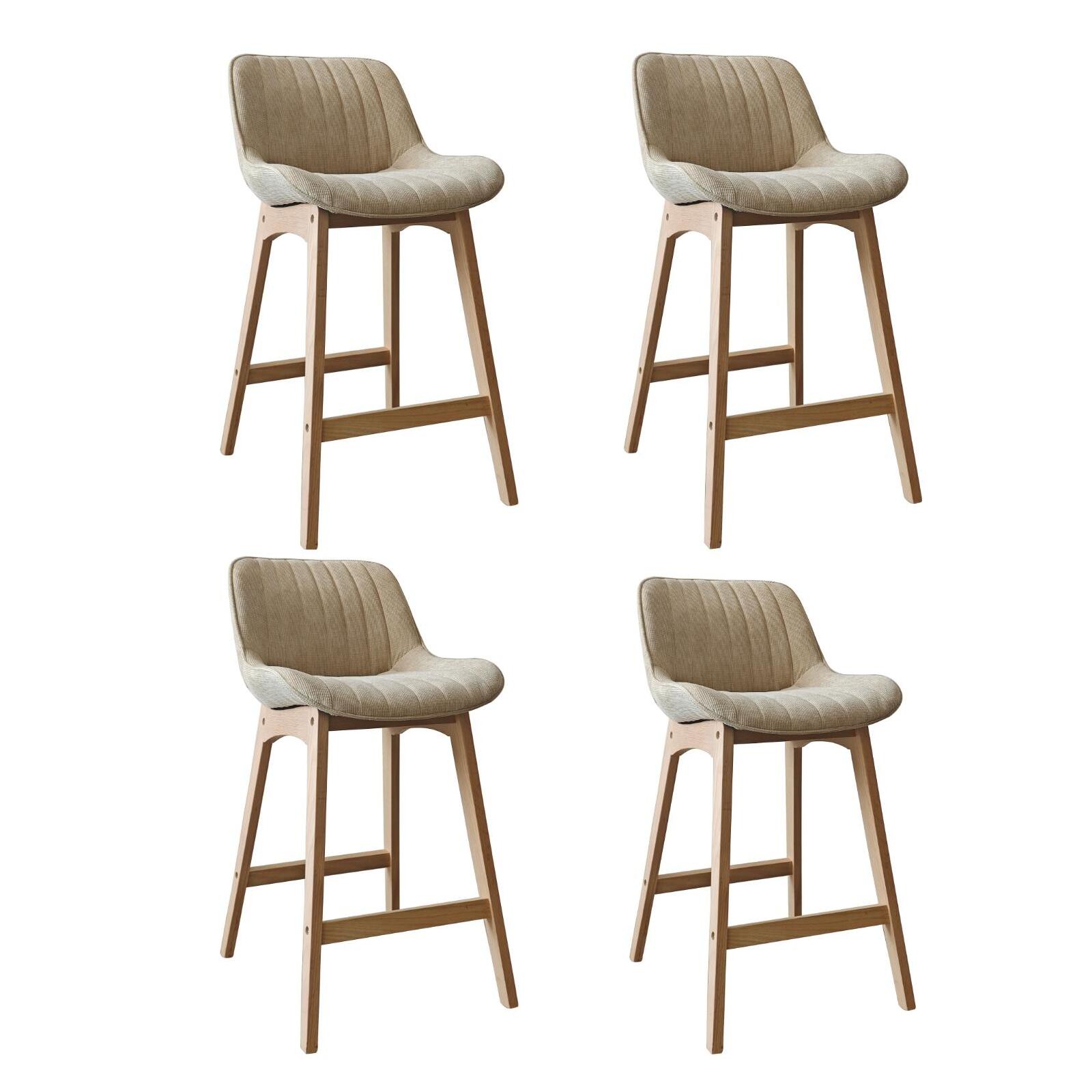Lot de chaises de bar en chêne et tissu velours côtelé H65cm NORDEN, MOB IN