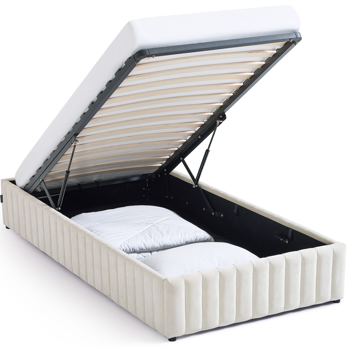 Lit coffre adulte en tissu chenille - BALTO, HOMIFAB