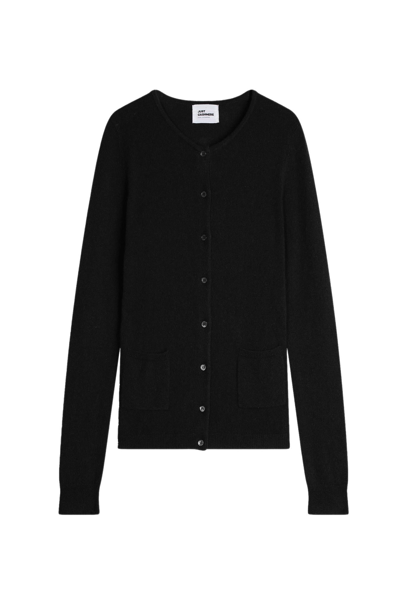 Cardigan Col Rond Noir Katharine, JUST CASHMERE