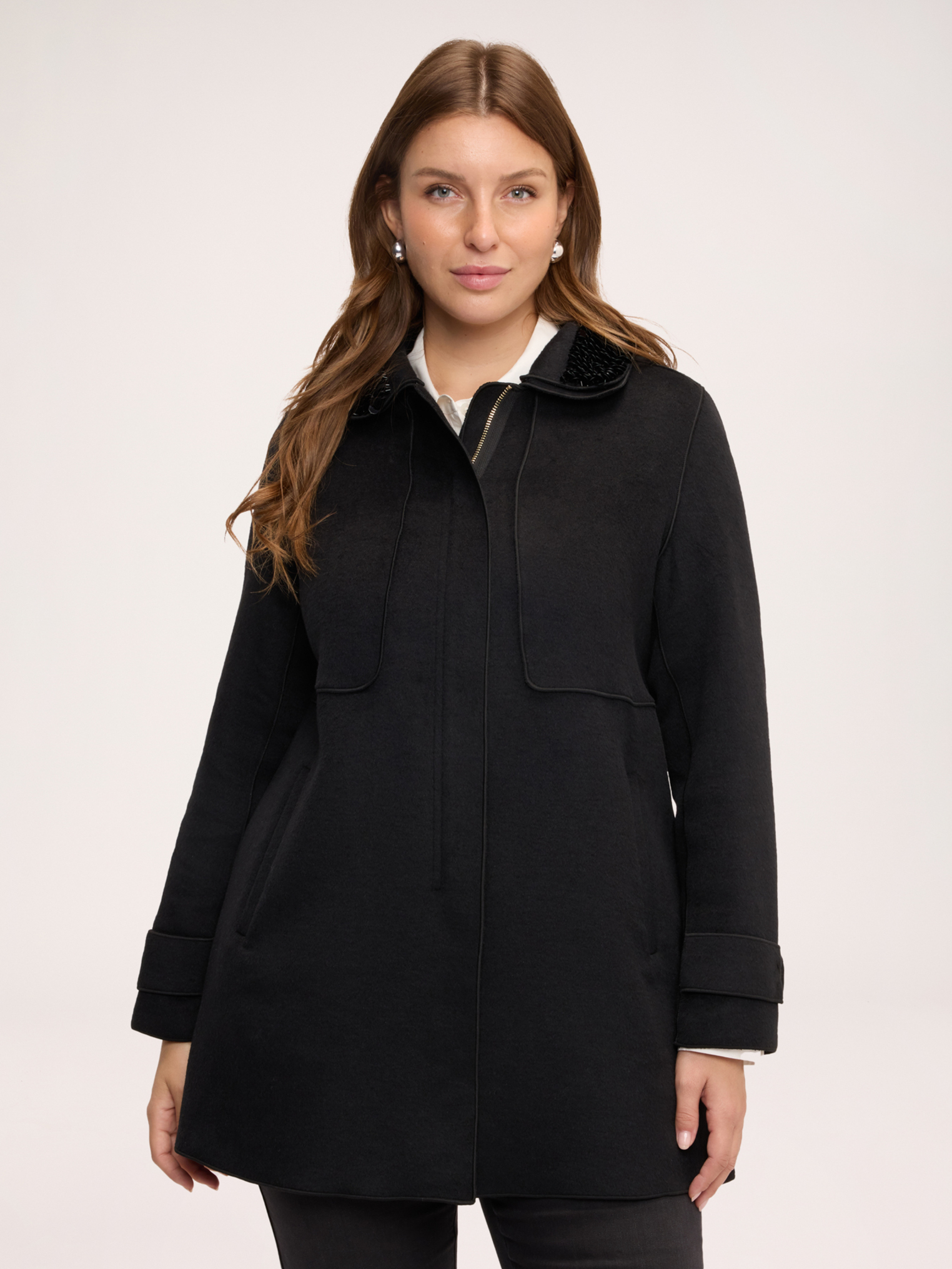 Manteau avec col à paillettes, FIORELLA RUBINO