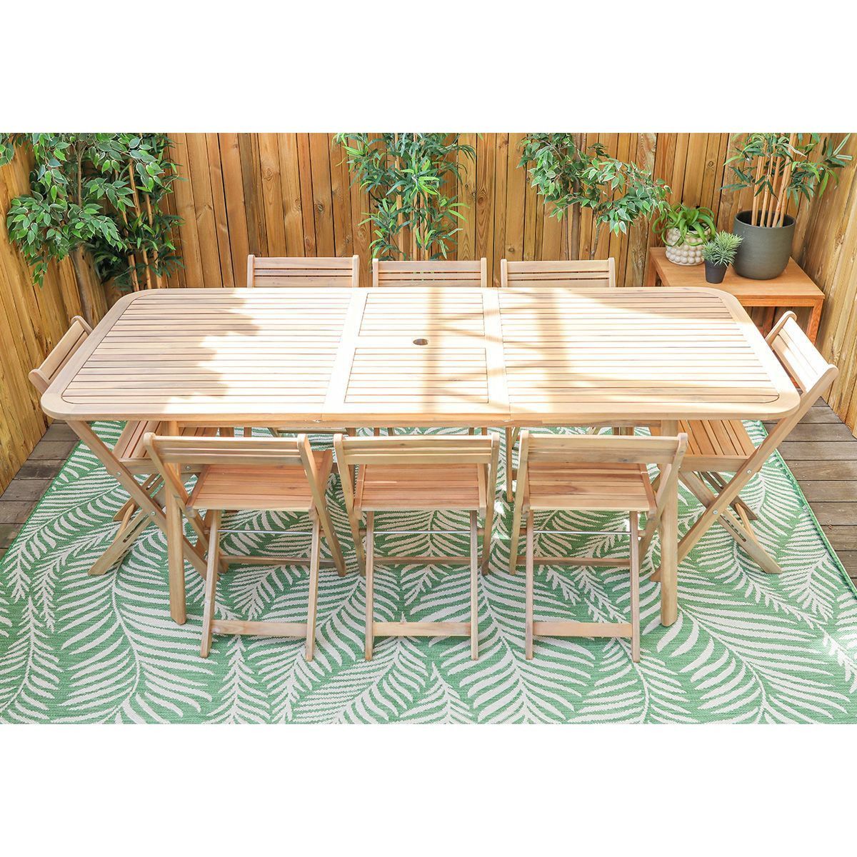 Ensemble table de jardin 6/8 personnes en bois blanchi + 8 chaises - sydney  bois blanchi Homifab