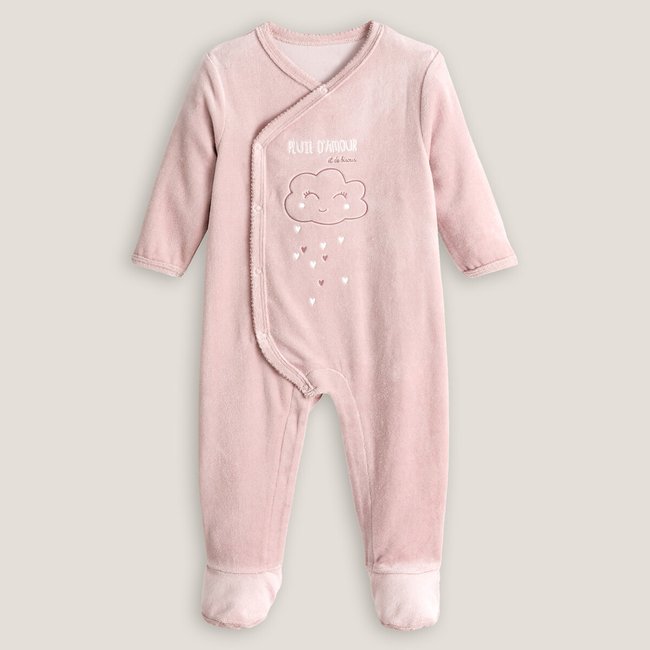 Organic Cotton Velour Sleepsuit, Prem-2 Years pink LA REDOUTE COLLECTIONS
