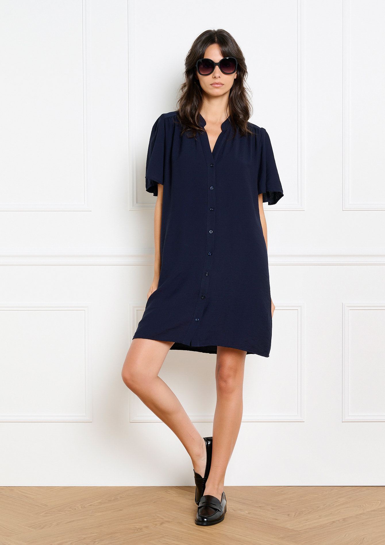 Robe chemise fluide manches papillon, LOLALIZA