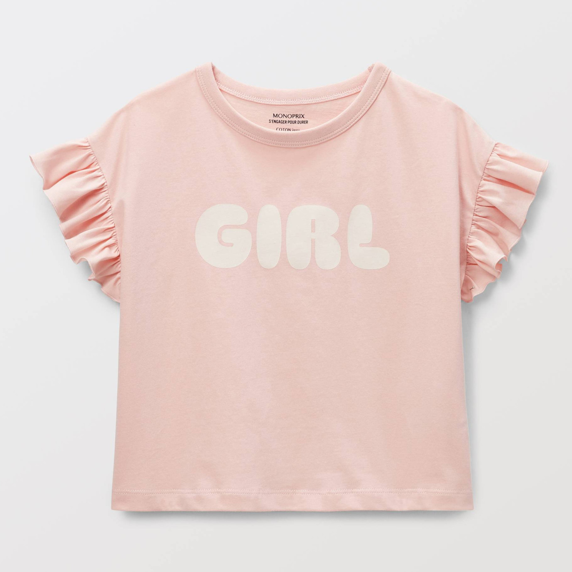 T-shirt à manches volantes imprimé en coton, MONOPRIX
