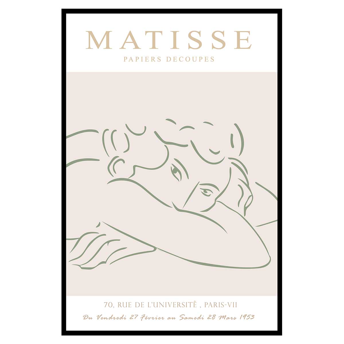 Affiche encadrée portrait minimaliste matisse, HEXOA