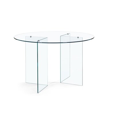 Table de salle à manger design ronde en verre transparent D130 - IDORA HELLIN, DEPUIS 1862