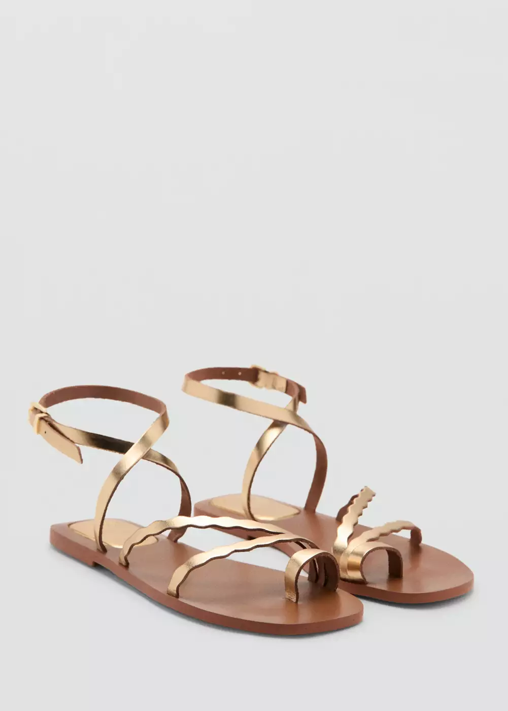 Sandales cuir festonné, MANGO TEEN