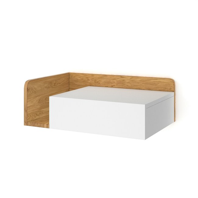 Jimi Wall Mounted Bedside Table, Right-Hand Side, white/wood, LA REDOUTE INTERIEURS