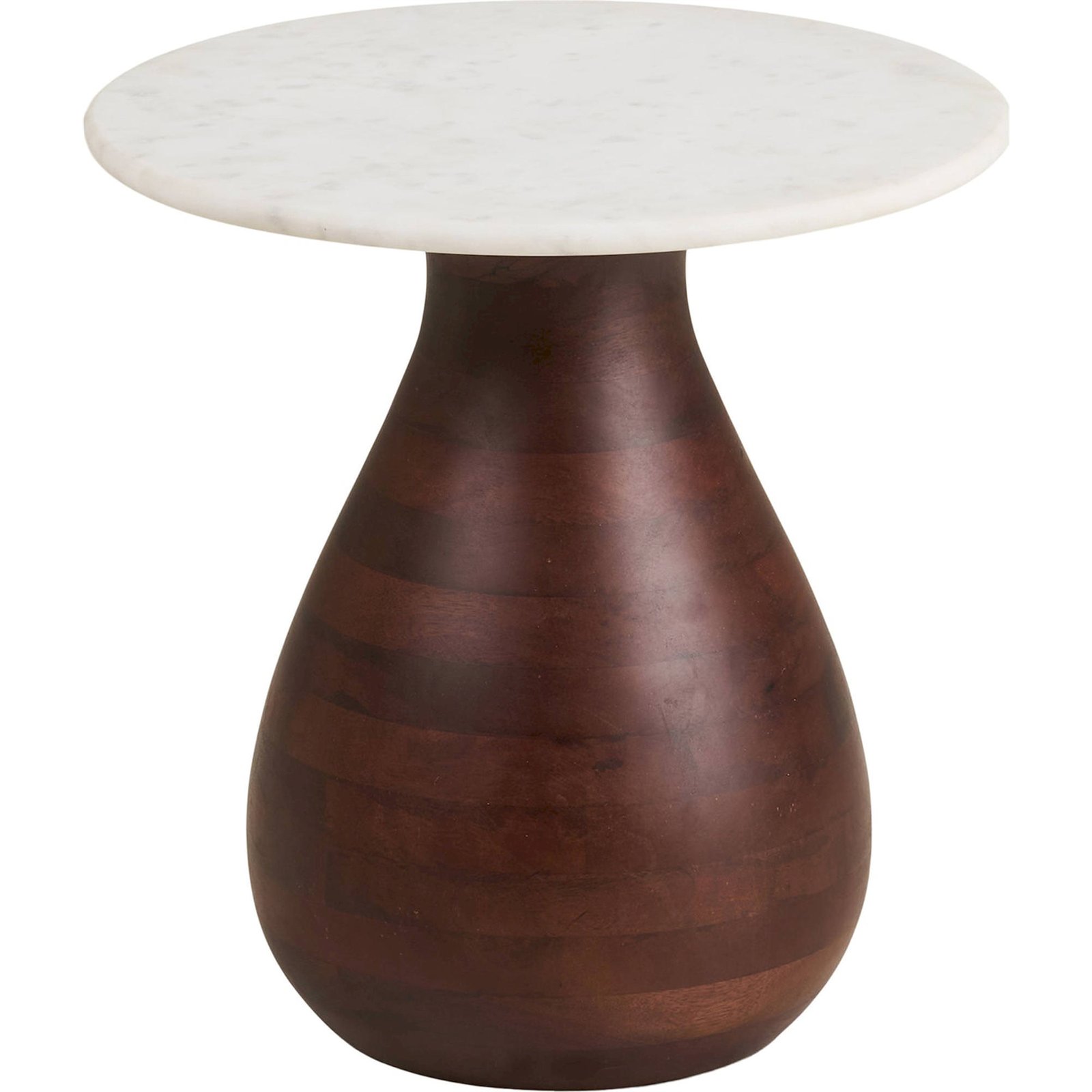 Table d'appoint ronde marbre et manguier, RECOLLECTION
