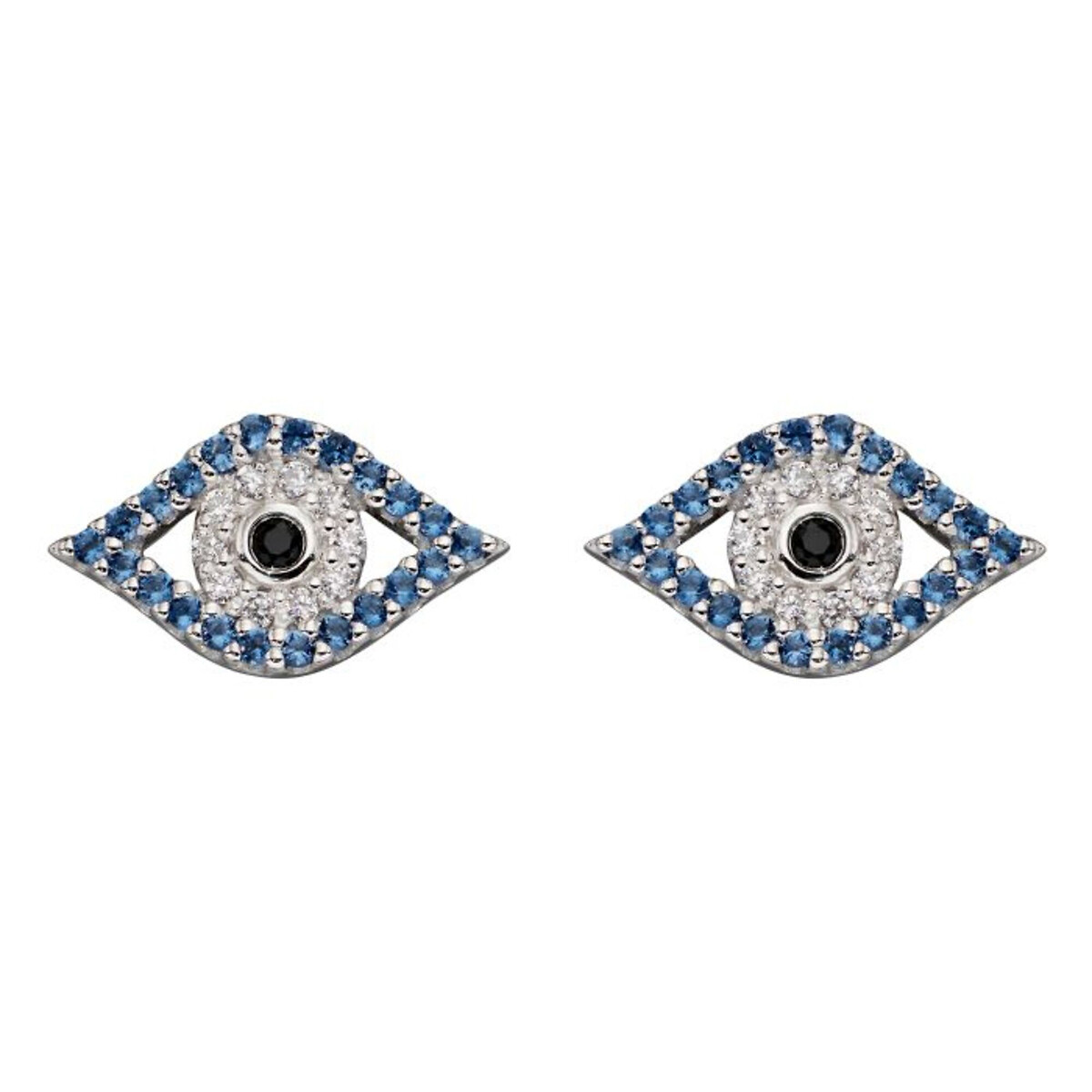 Sterling silver evil eye stud earrings, silver-coloured, Beginnings ...