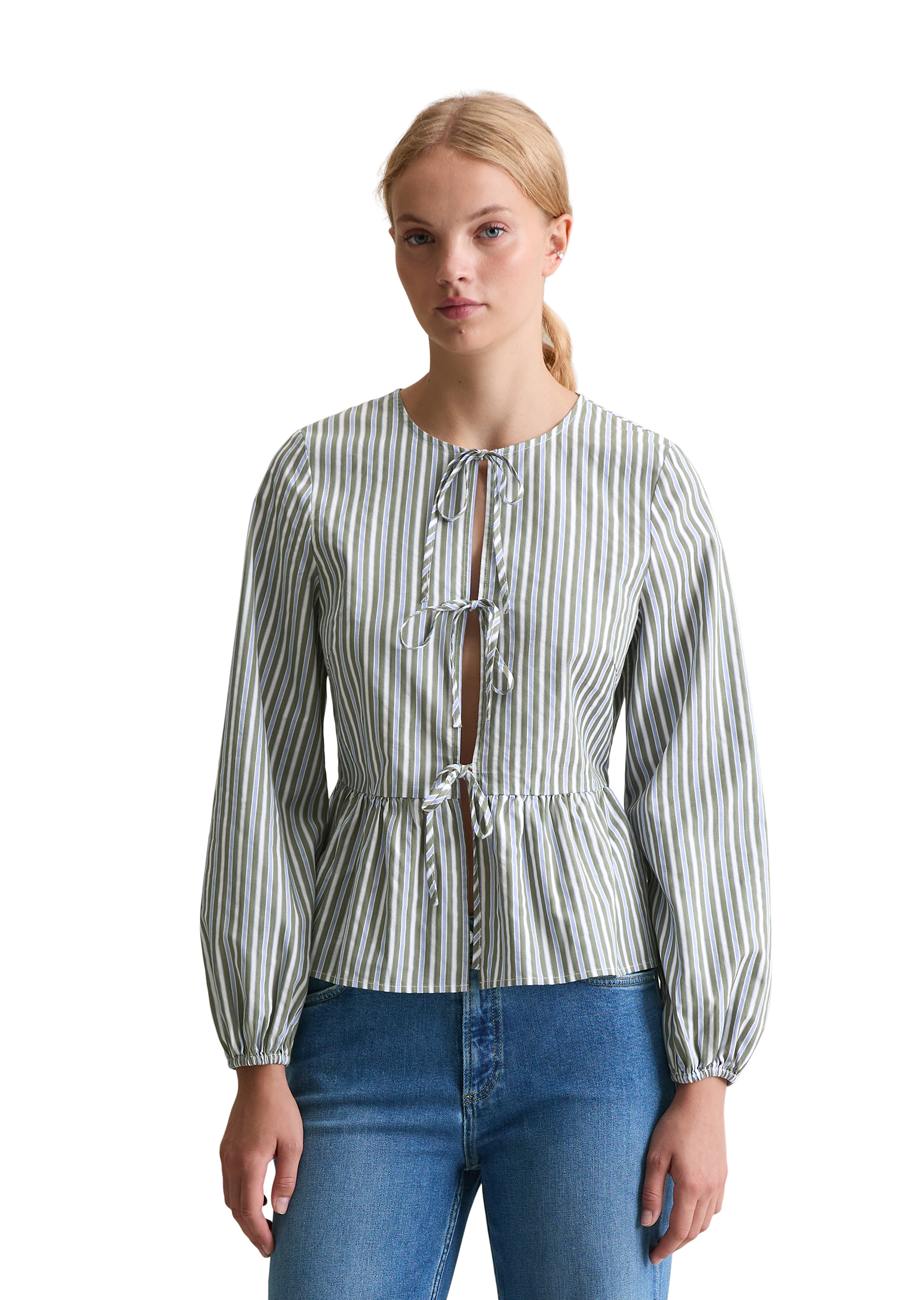 Blouse à rayures shaped en dobby de coton, MARC O’POLO DENIM