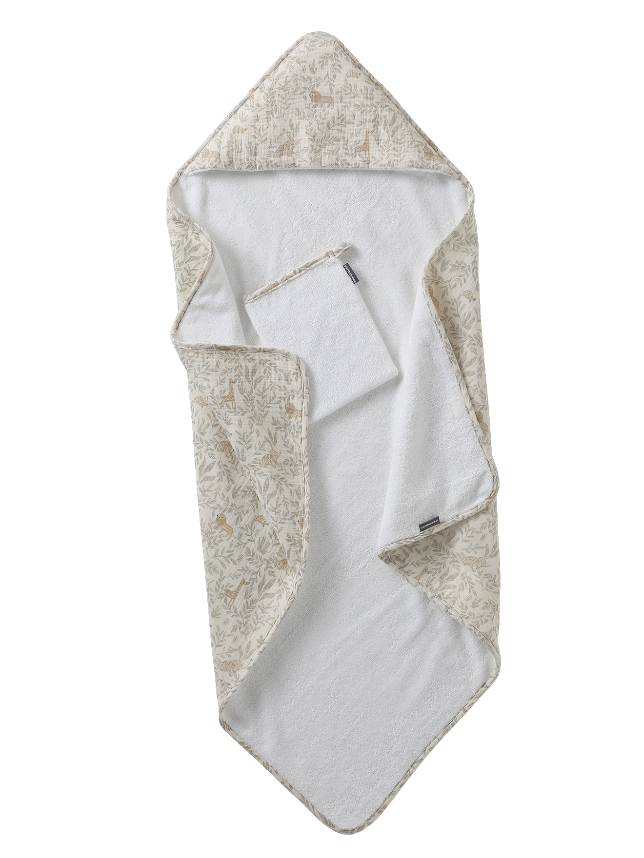 Cape de bain avec gaze de coton + gant BABYLON, VERTBAUDET