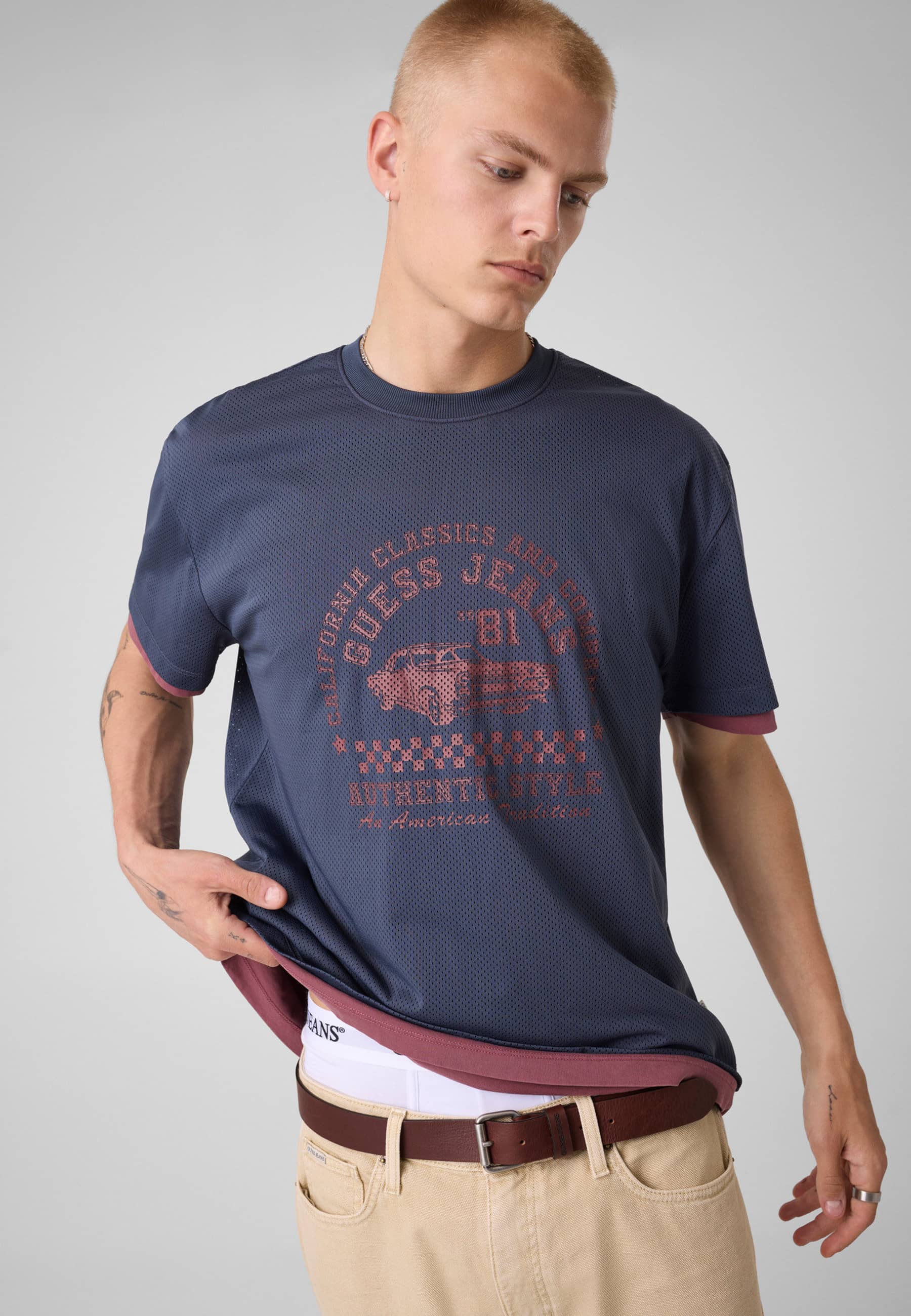 T-Shirt En Mesh Imprimé, GUESS JEANS