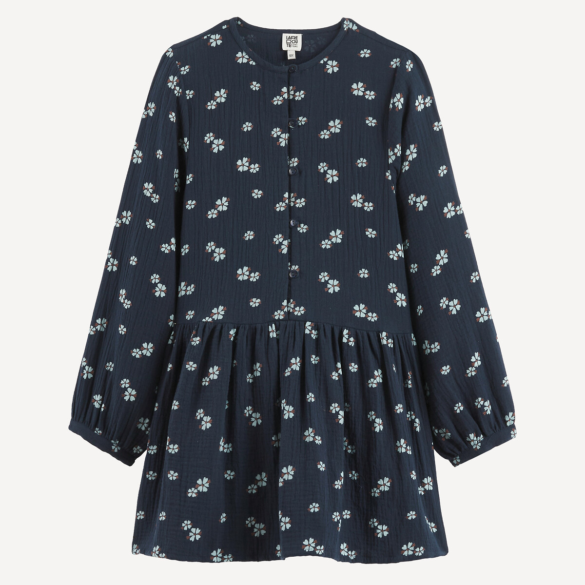 Robe manches longues, imprimé floral, en gaze de coton, LA REDOUTE COLLECTIONS