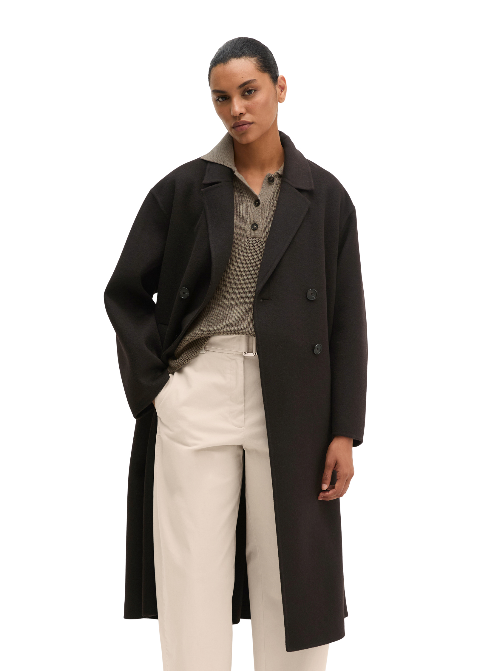 Manteau en laine relaxed en double face de haute qualité, MARC O'POLO