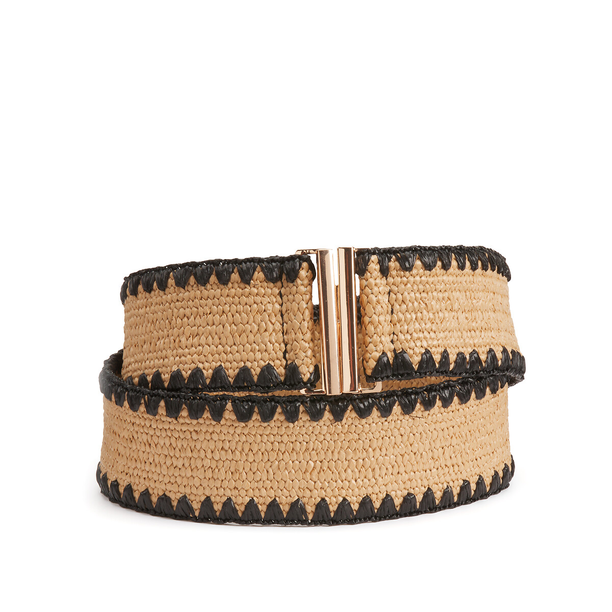 Woven elasticated belt, natural/black, La Redoute Collections | La Redoute