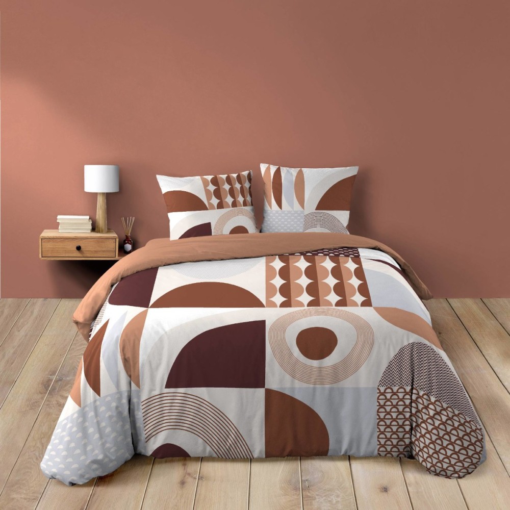 Housse de couette 260x240 + 2 taies TERRACOTTA 100% coton, DECORATIE