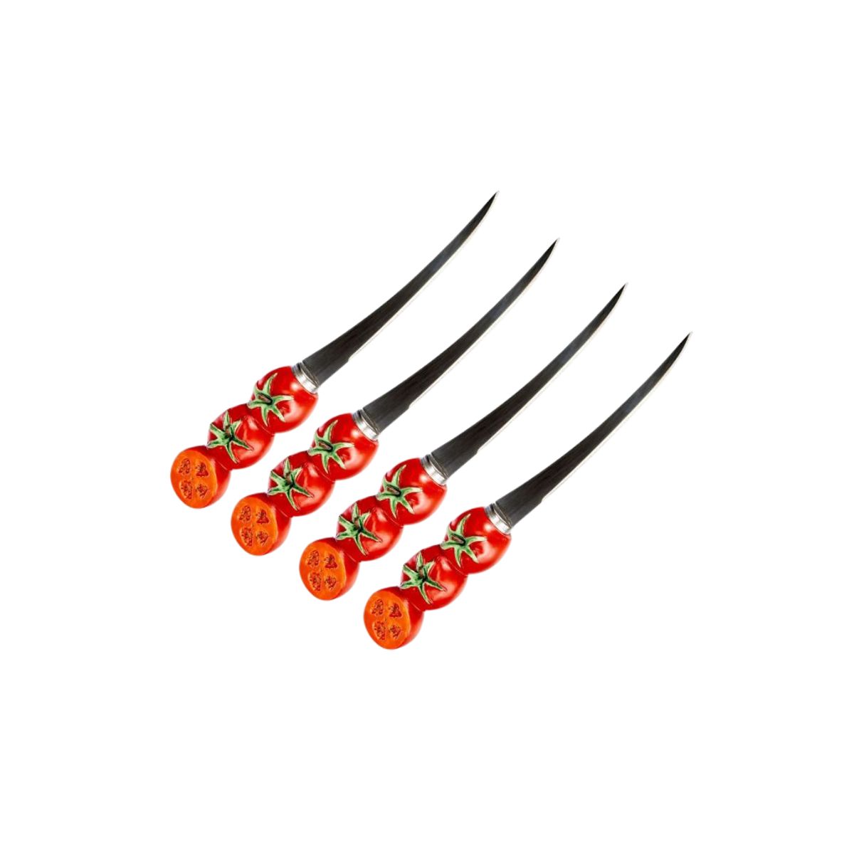 Lot de 4 couteaux à tomates lame crantée, FACKELMANN