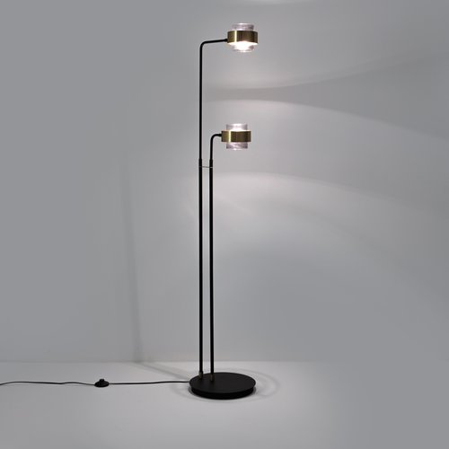 Botello metal & glass reading floor lamp with adjustable arms black/brass  La Redoute Interieurs | La Redoute