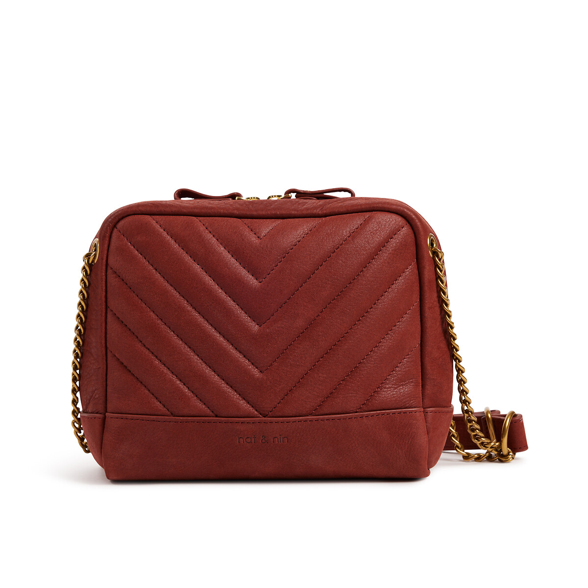 Rio quilted leather handbag terracotta Nat Nin La Redoute