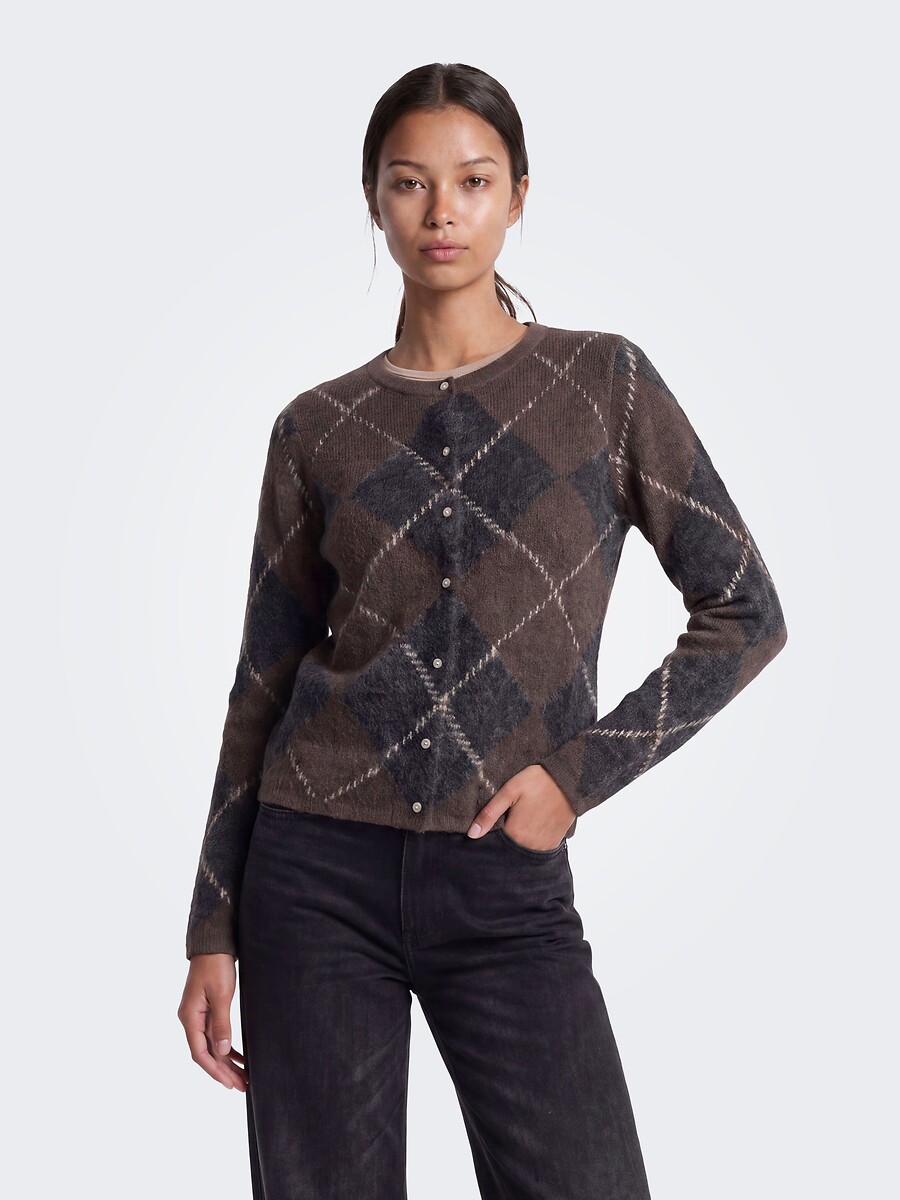 Gilet manches longues imprimé jacquard, ONLY