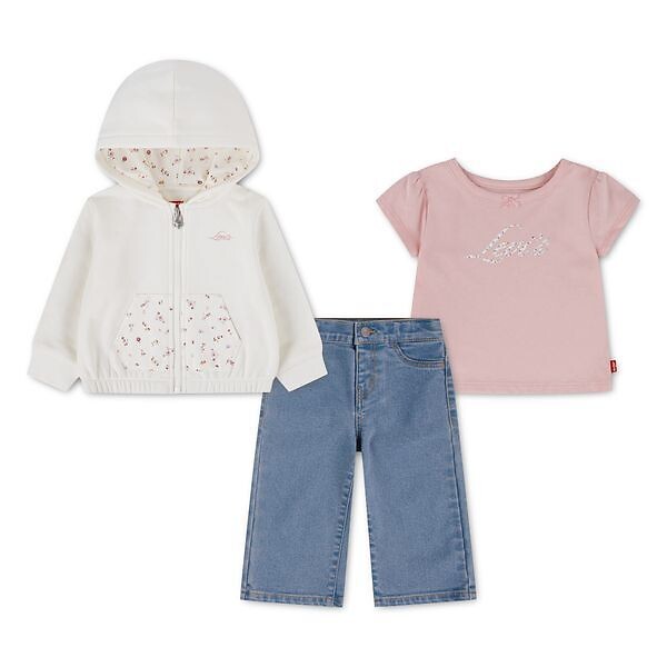 Ensemble sweat zippé à capuche, T-shirt manches courtes et jean, LEVI'S KIDS