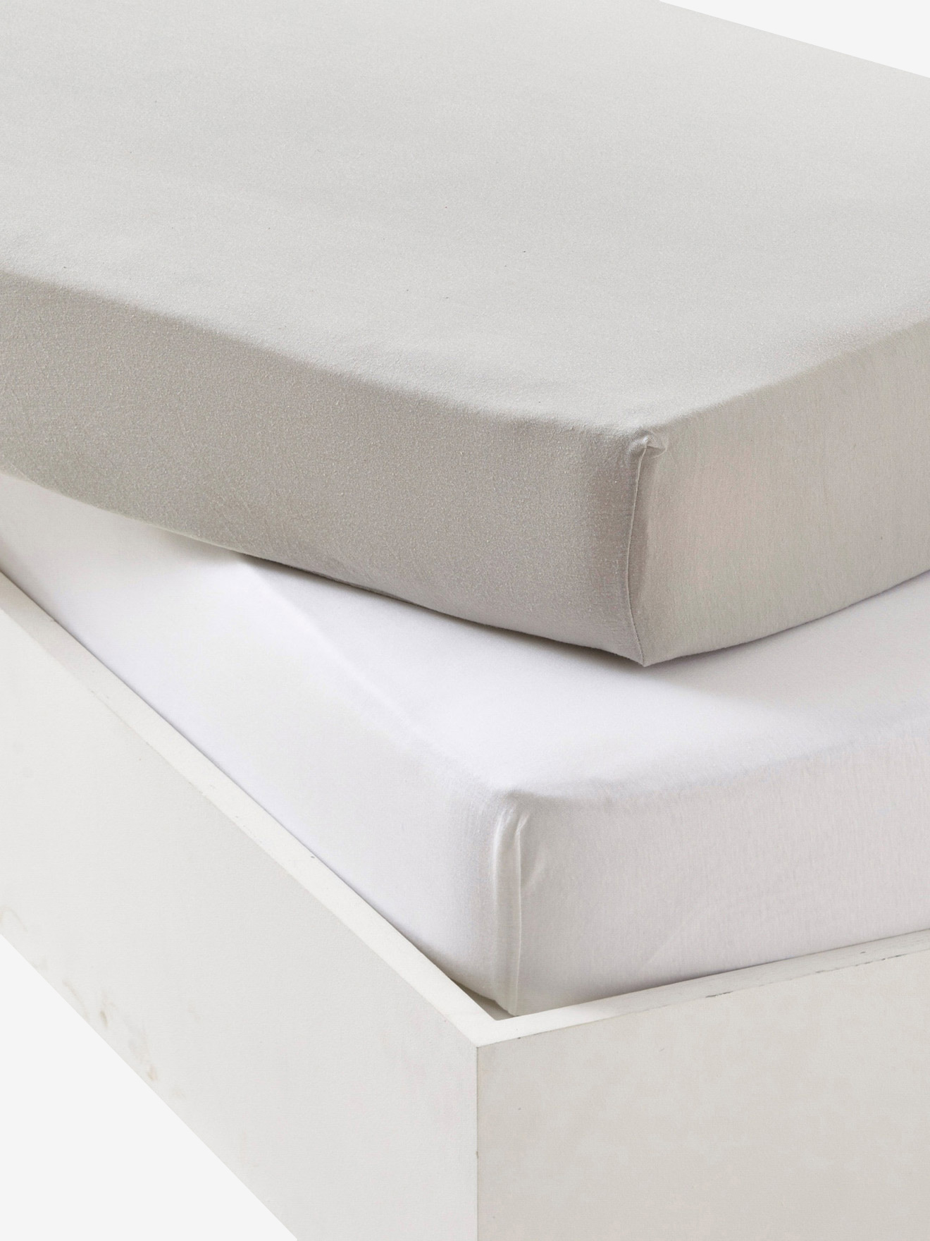 Lot de 2 draps-housses en jersey extensible, VERTBAUDET