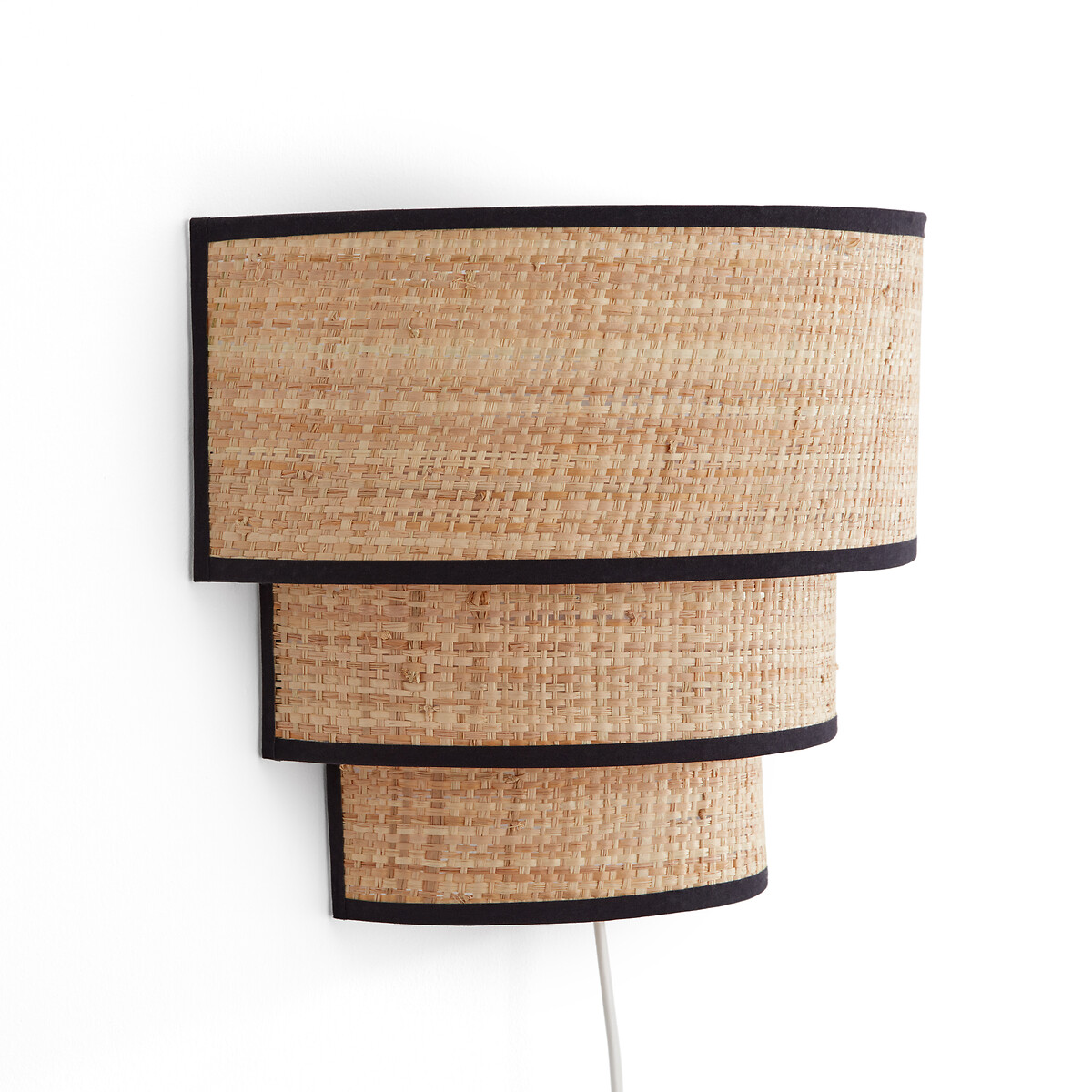 Drievoudige wandlamp in raffia, Dolkie