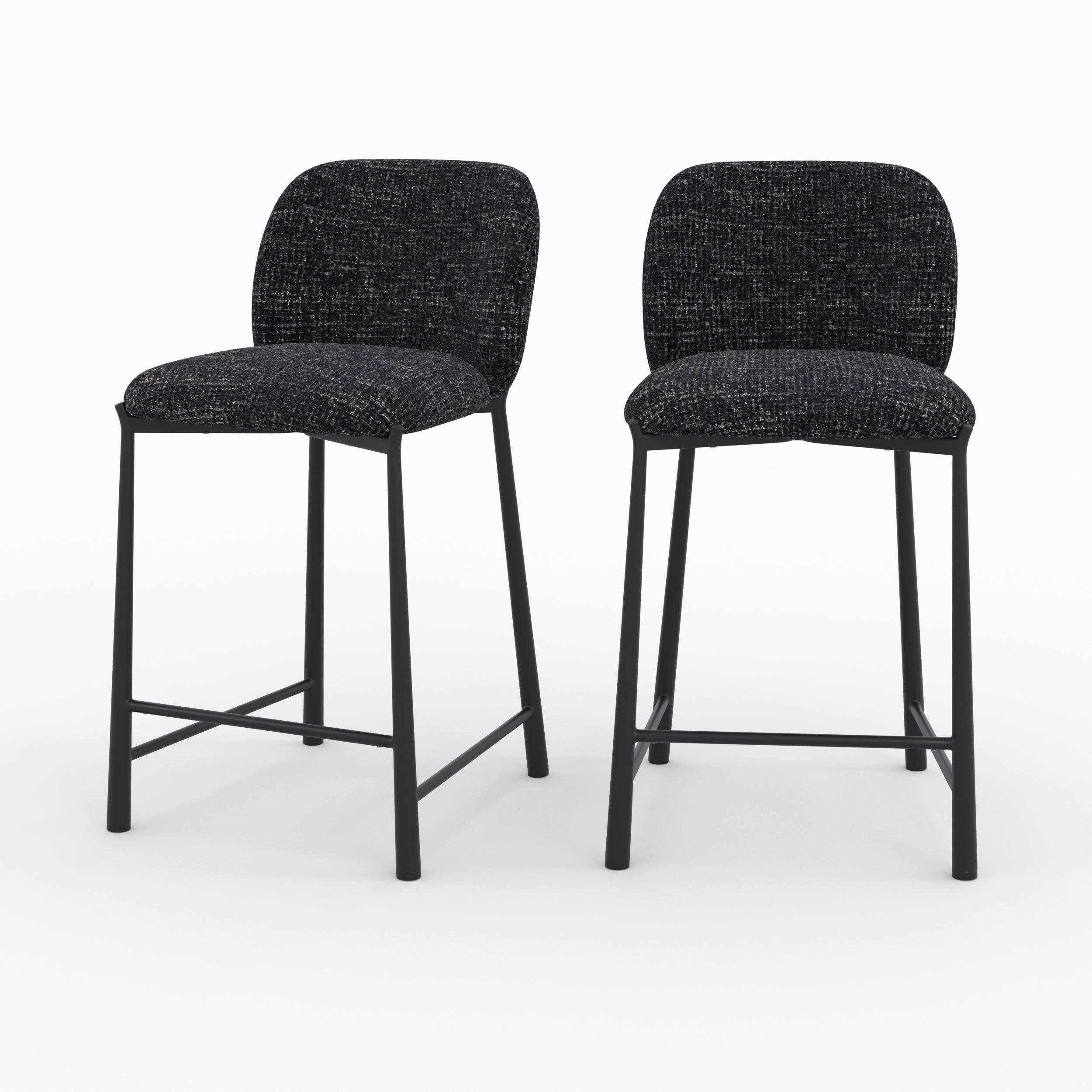 Lot de 2 chaises de bar en tissu - BENTO, MAISON PAVANE