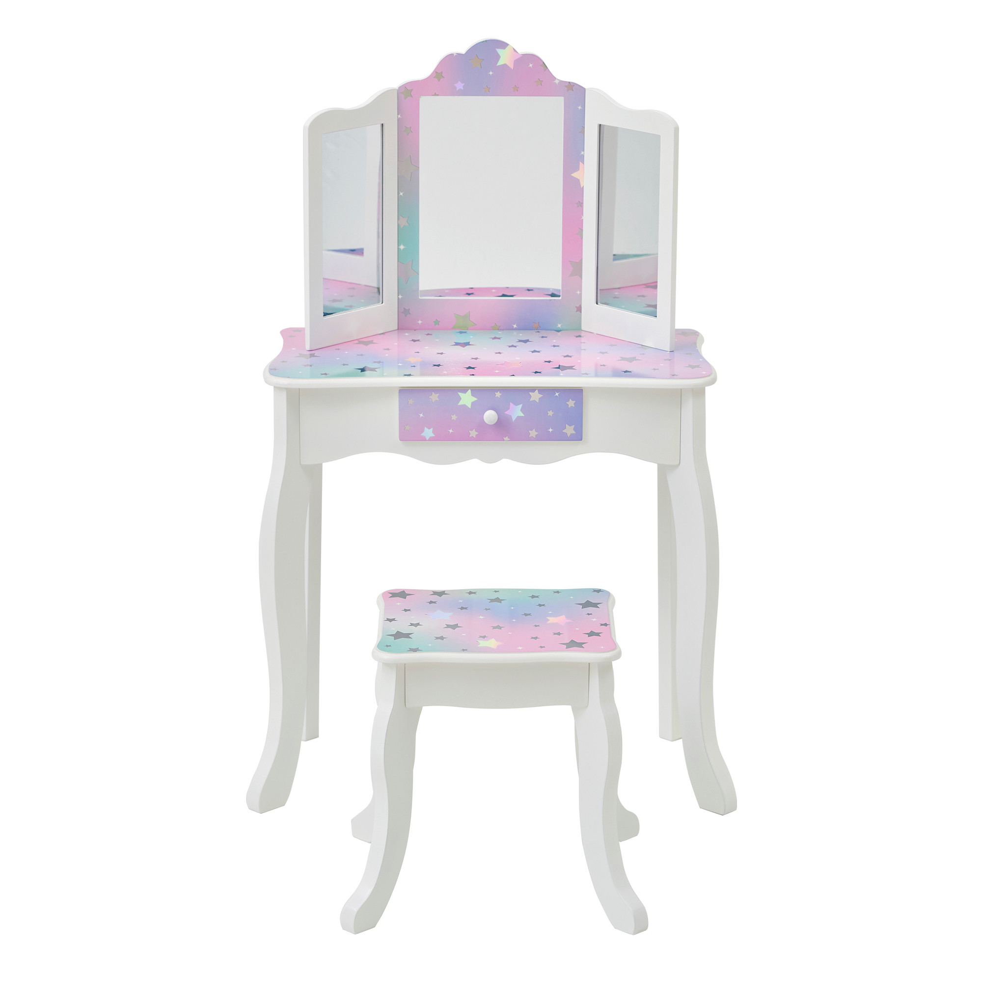 Coiffeuse enfant maquillage, miroir, tabouret, Blanc, GISELE, TEAMSON KIDS