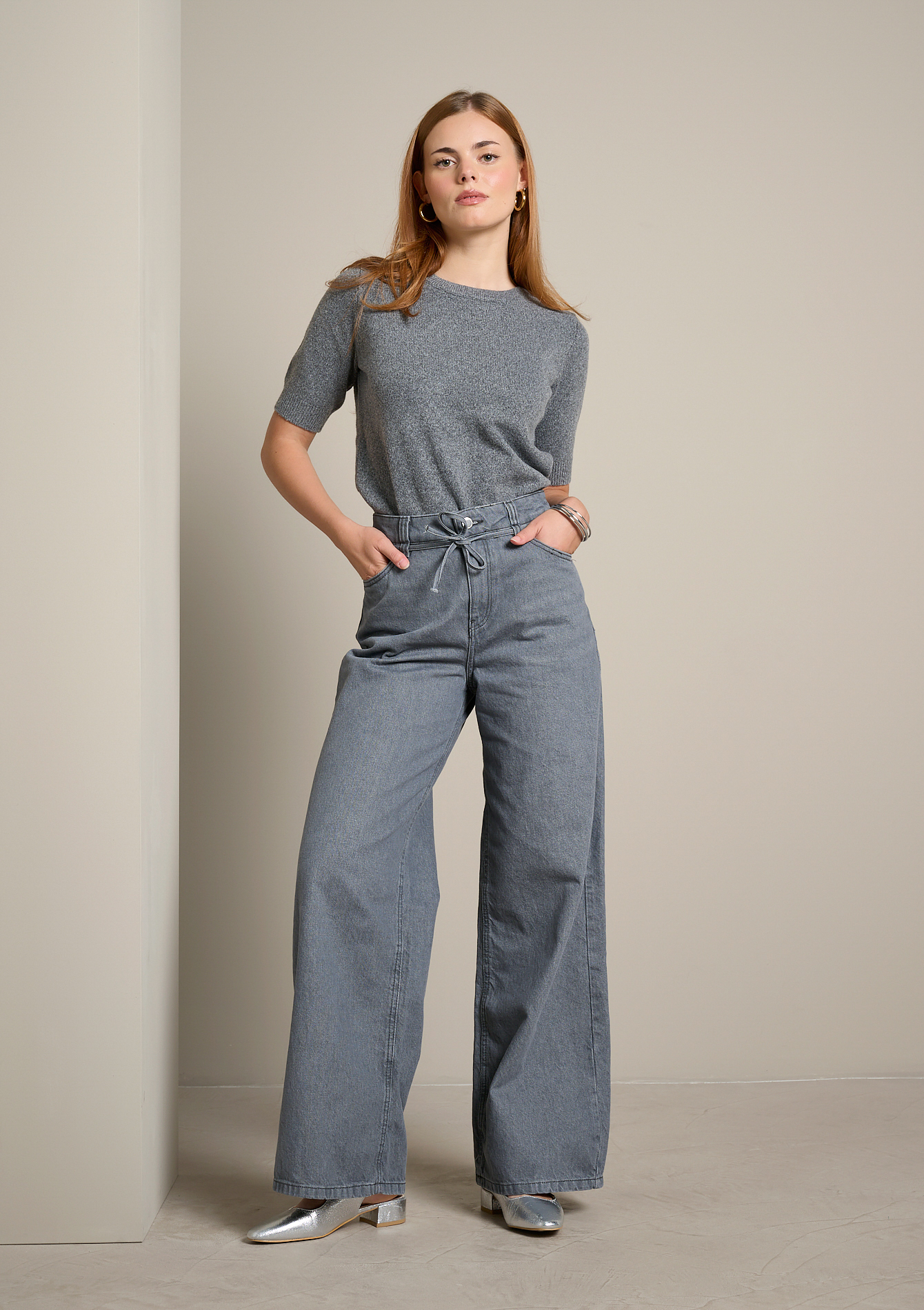 Jean large à taille nouée, LOLALIZA