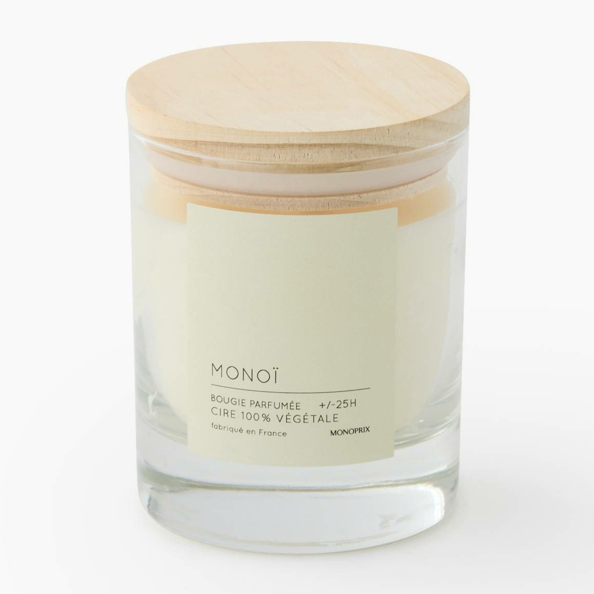 Bougie en cire végétale dans pot en verre parfumée, MONOPRIX
