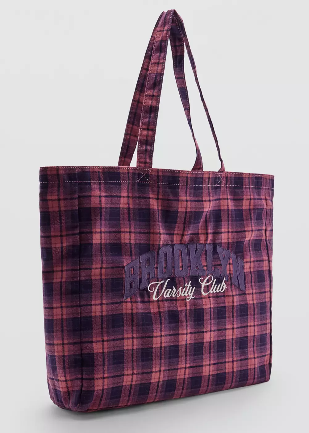 Sac cabas à carreaux avec texte brodé, MANGO KIDS