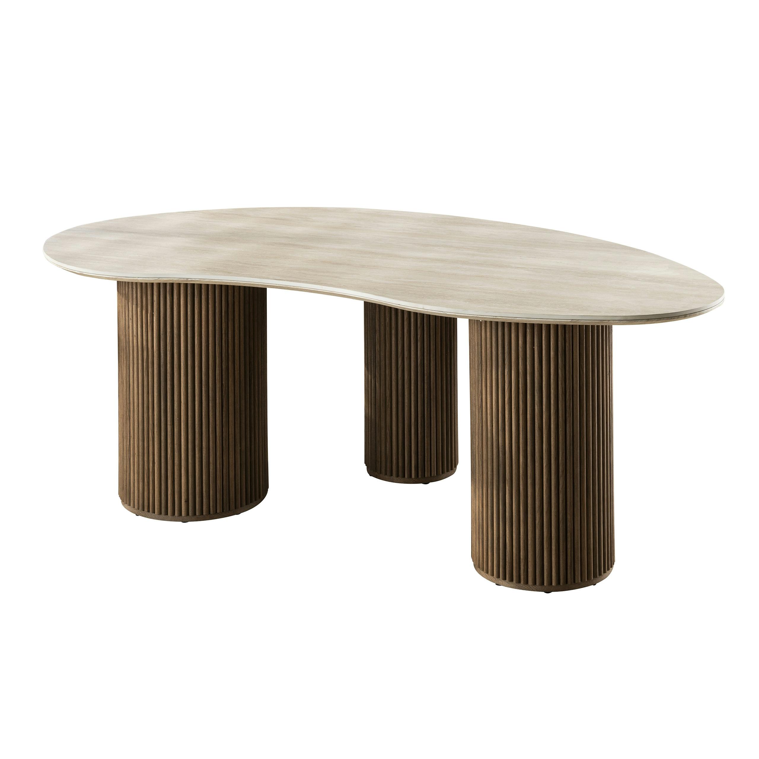 Table design céramique 3D effet travertin 215 cm ASCOLI, PIER IMPORT