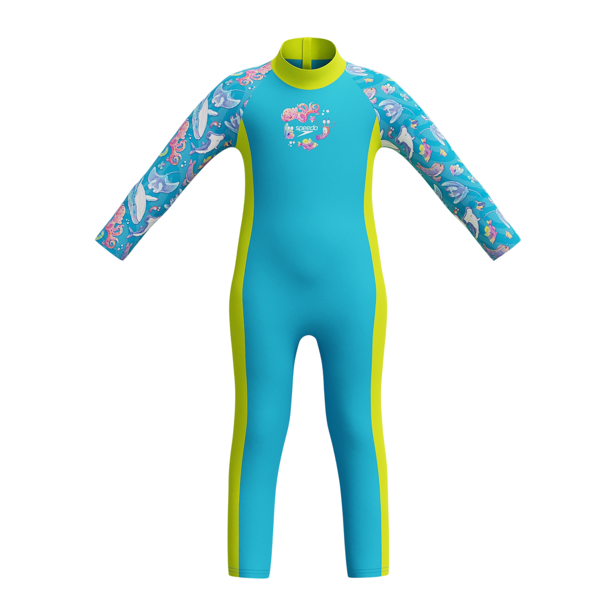 Combinaison de bain 1 pièce long à manches longues motif/style animaux marins, SPEEDO