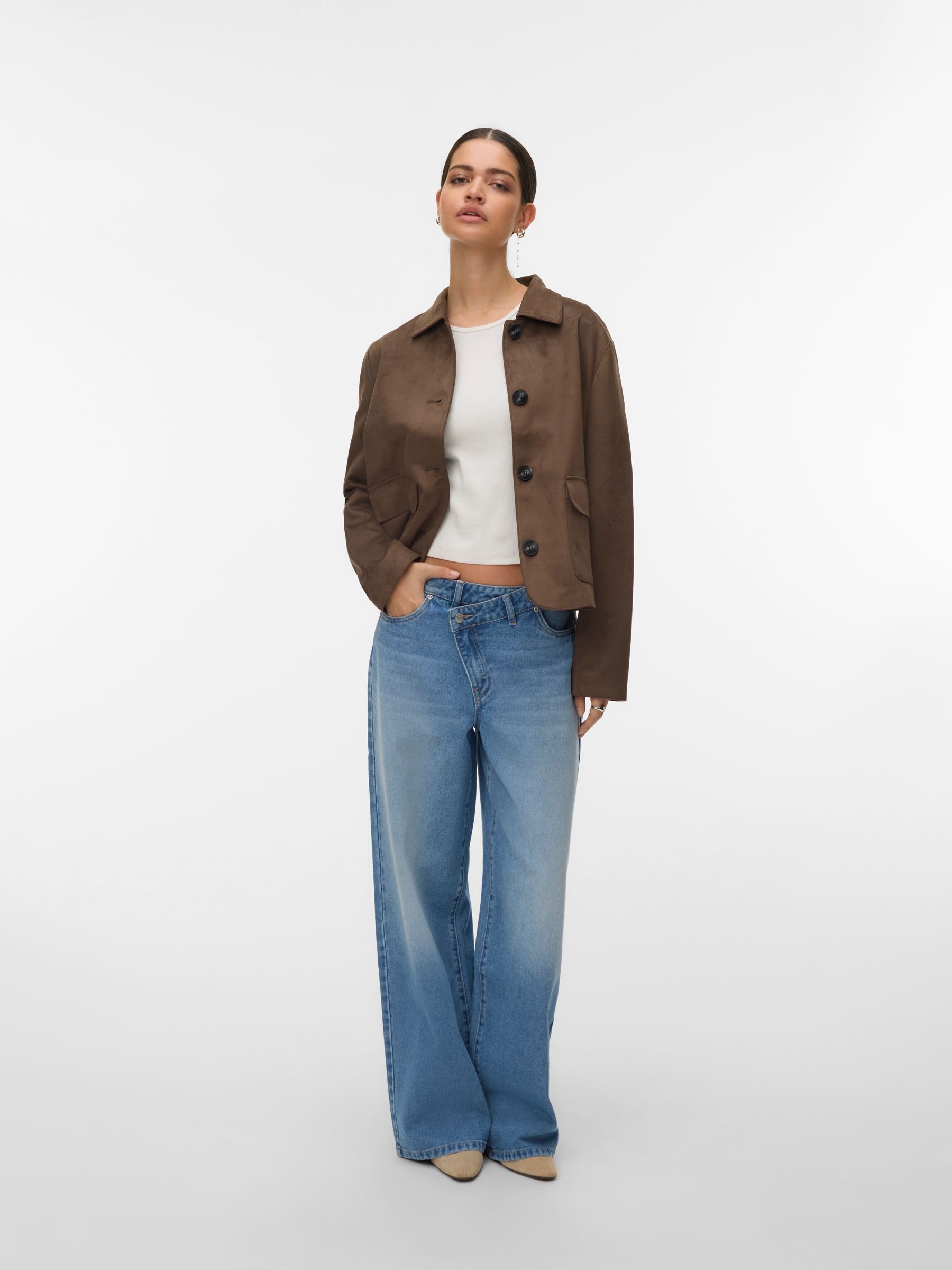Veste en suédine avec poches, col polo, VERO MODA