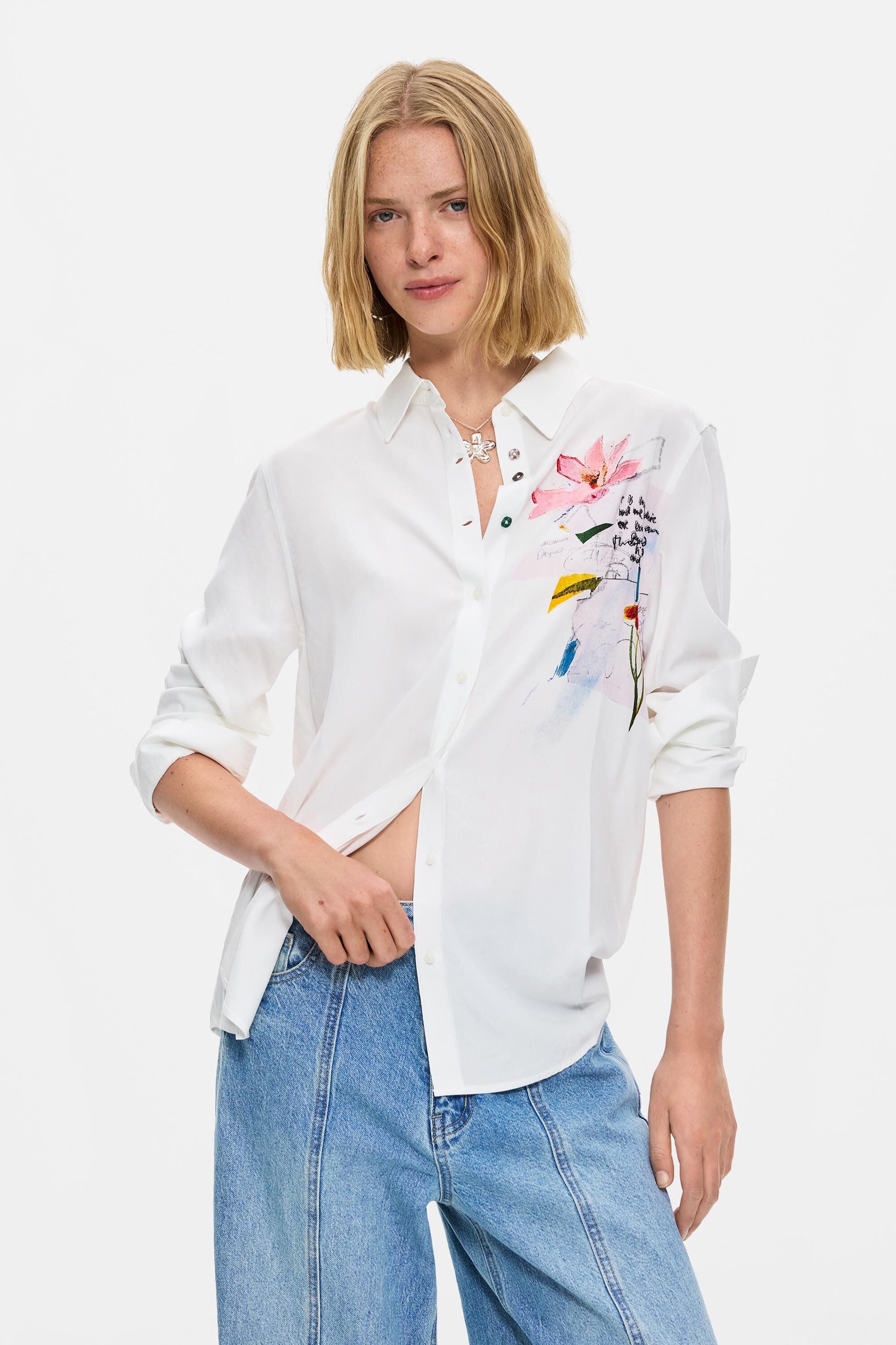 Chemise brodée à fleurs, DESIGUAL