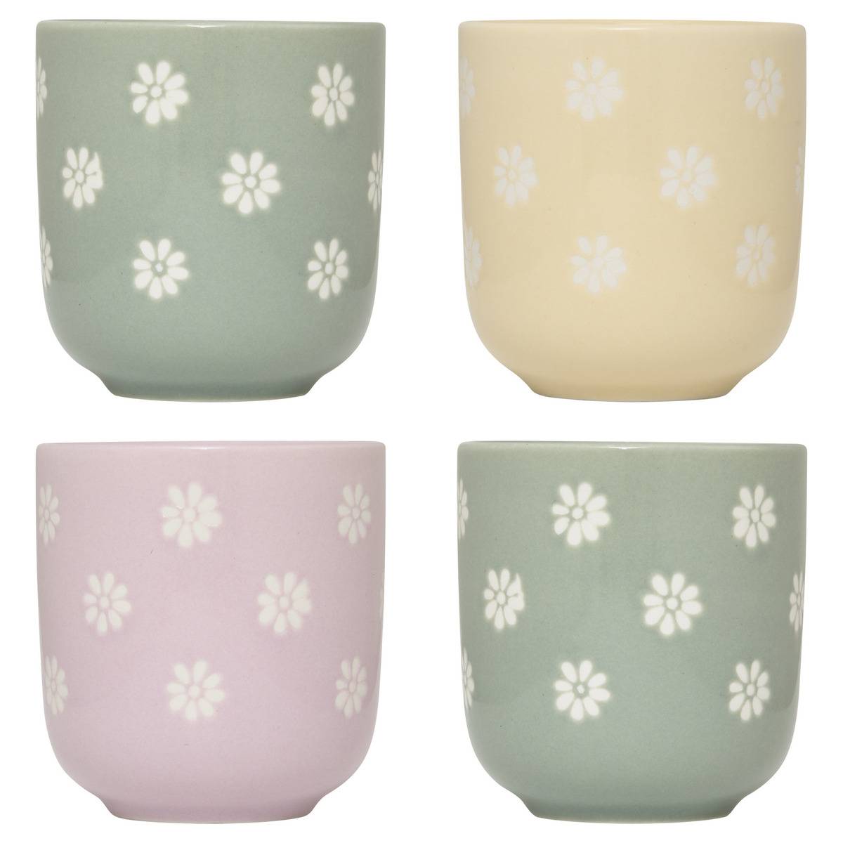 Coffret 4 tasses à café motif fleuri MARGOT, ATMOSPHERA