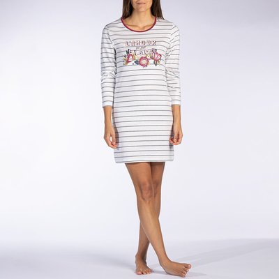 Boum Cotton Jersey Nightshirt in Striped Print MELISSA BROWN