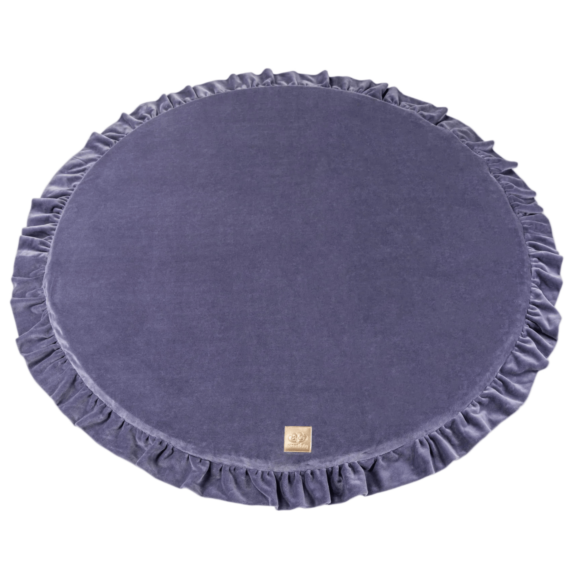 Tapis d'éveil rond velours VELVET gris bleu, MEOW BABY