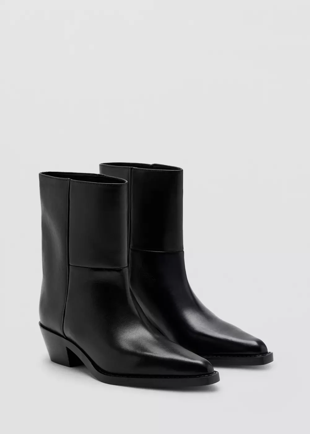 Bottine bout en cuir, MANGO