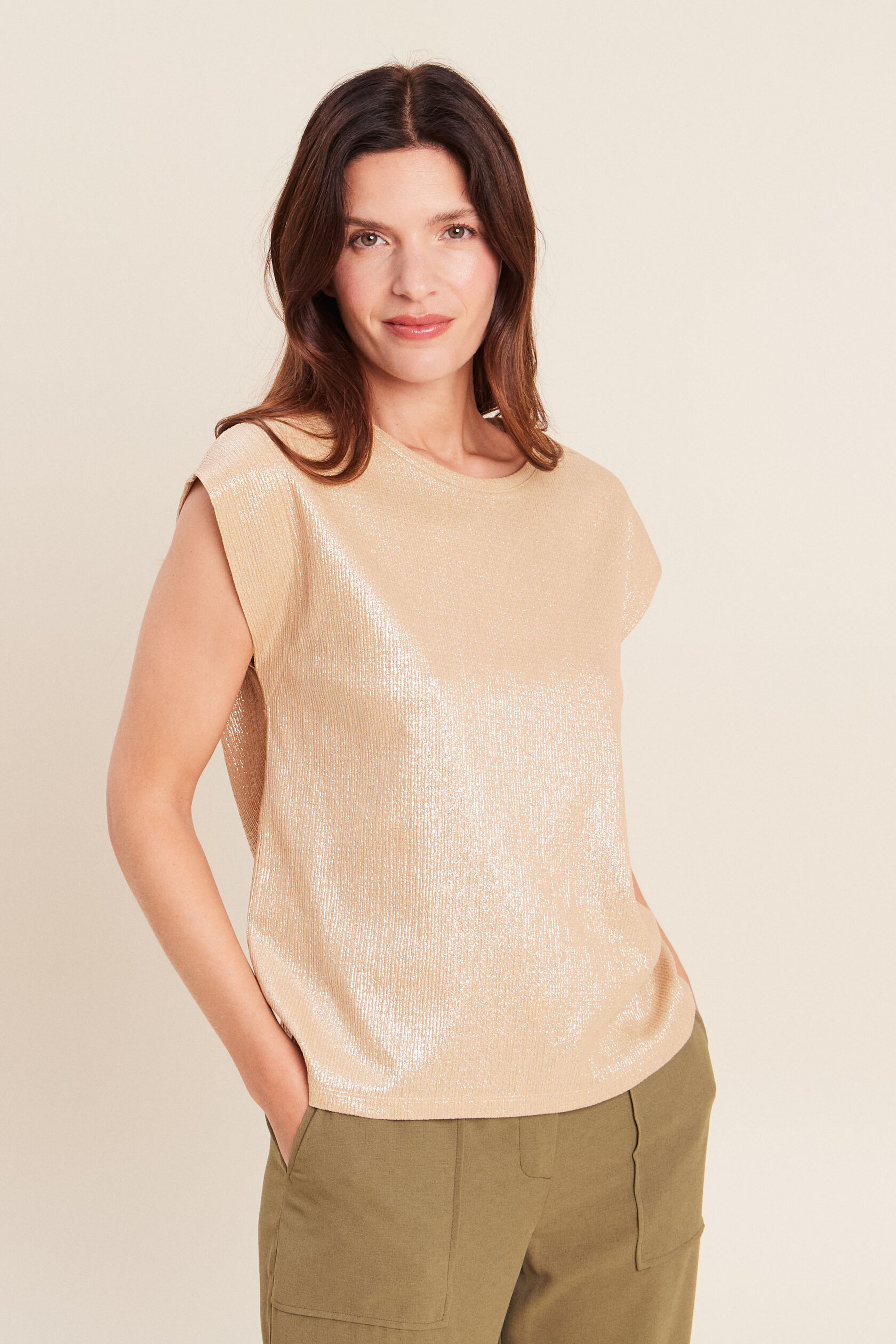T-shirt col rond sans manches, BREAL