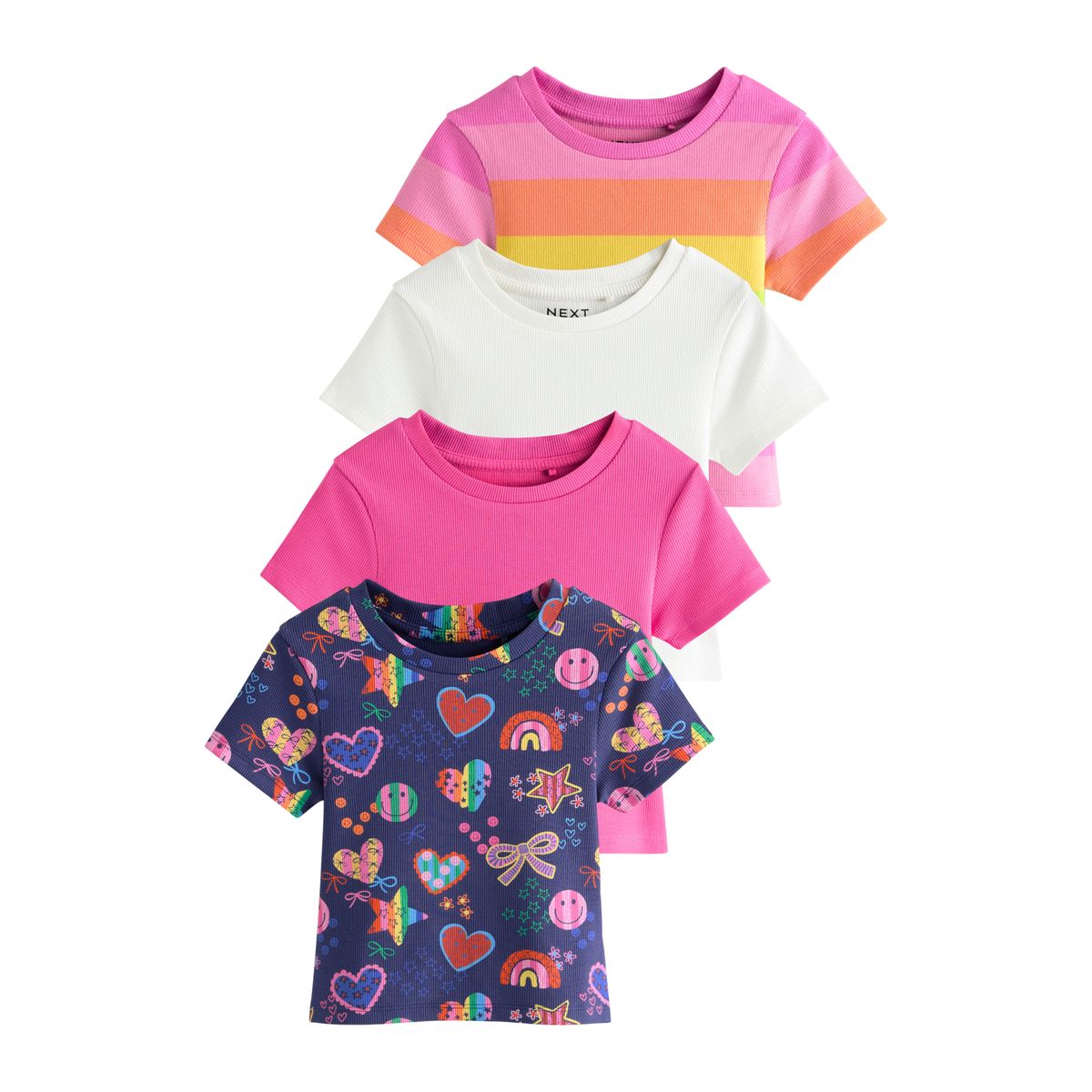 T-shirt côtelé à manches courtes, lot de 4, NEXT