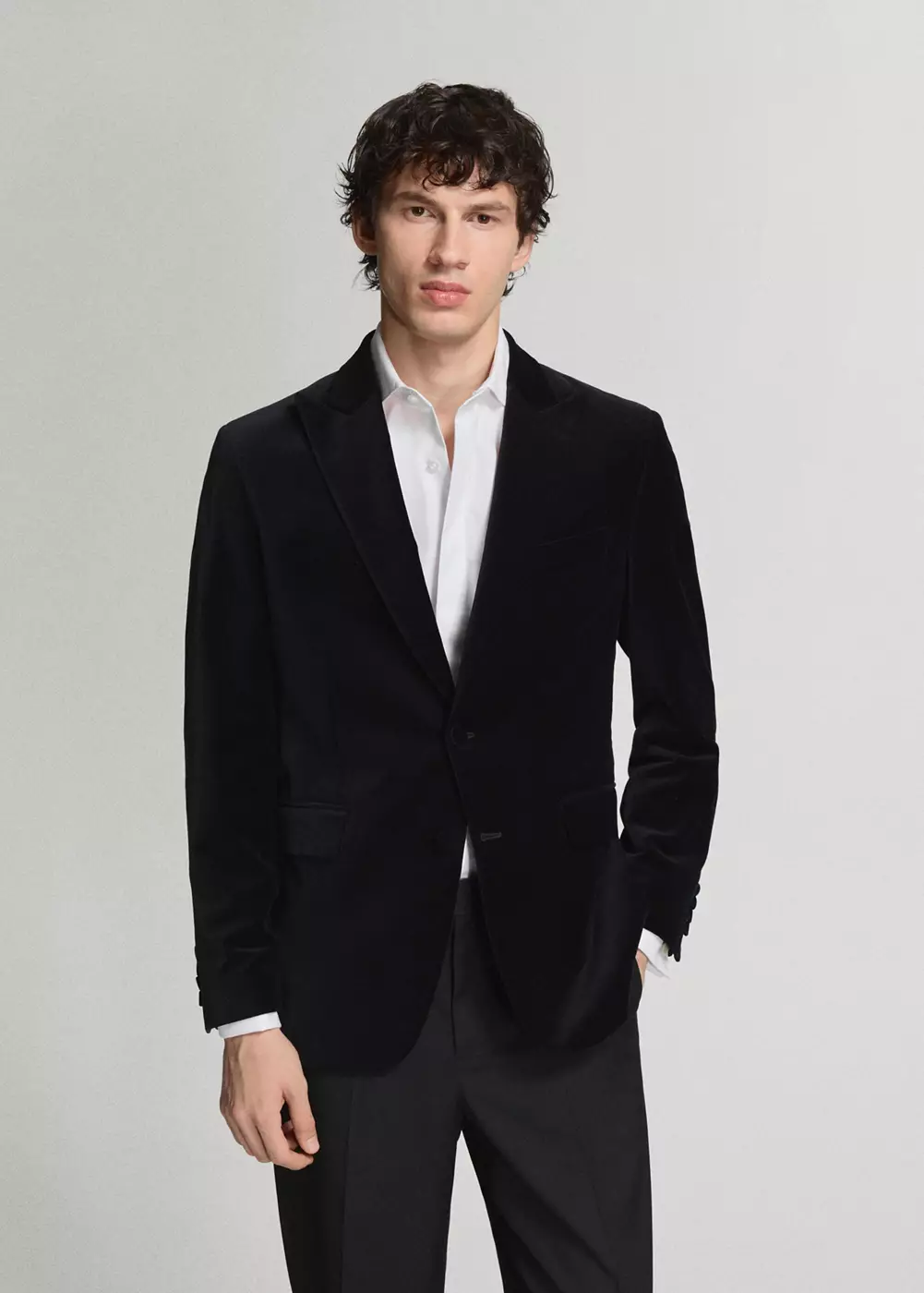 Blazer 100 % coton, velours, MANGO MAN
