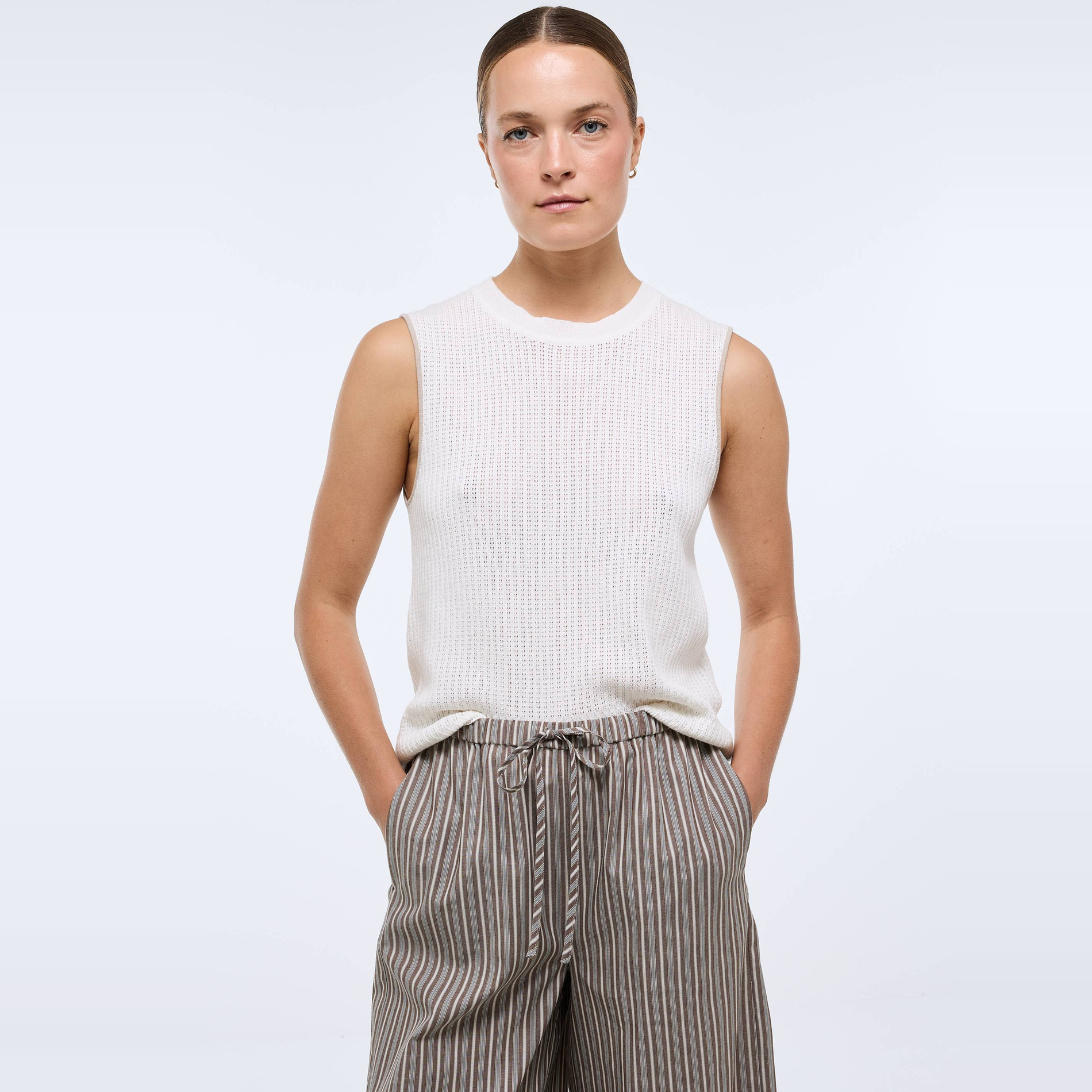 Débardeur en maille ajourée en coton, MONOPRIX
