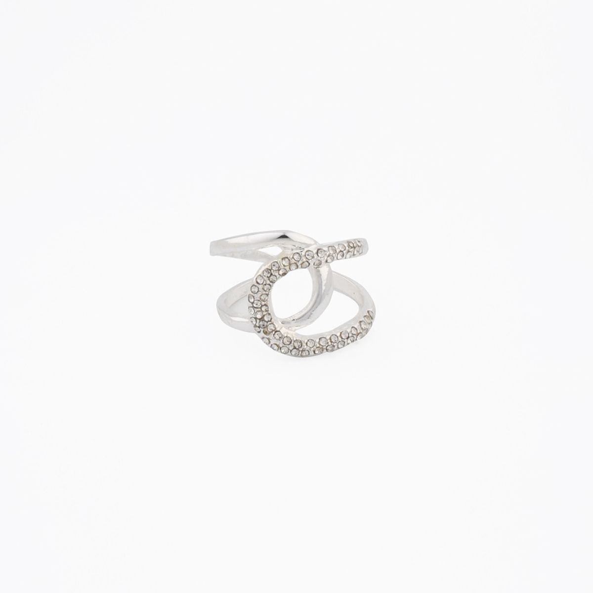 Bague entrelacée argentée à strass, BALABOOSTE