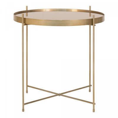 Table basse ronde 48cm en métal doré et verre miroir MEZZA MEUBLES & DESIGN