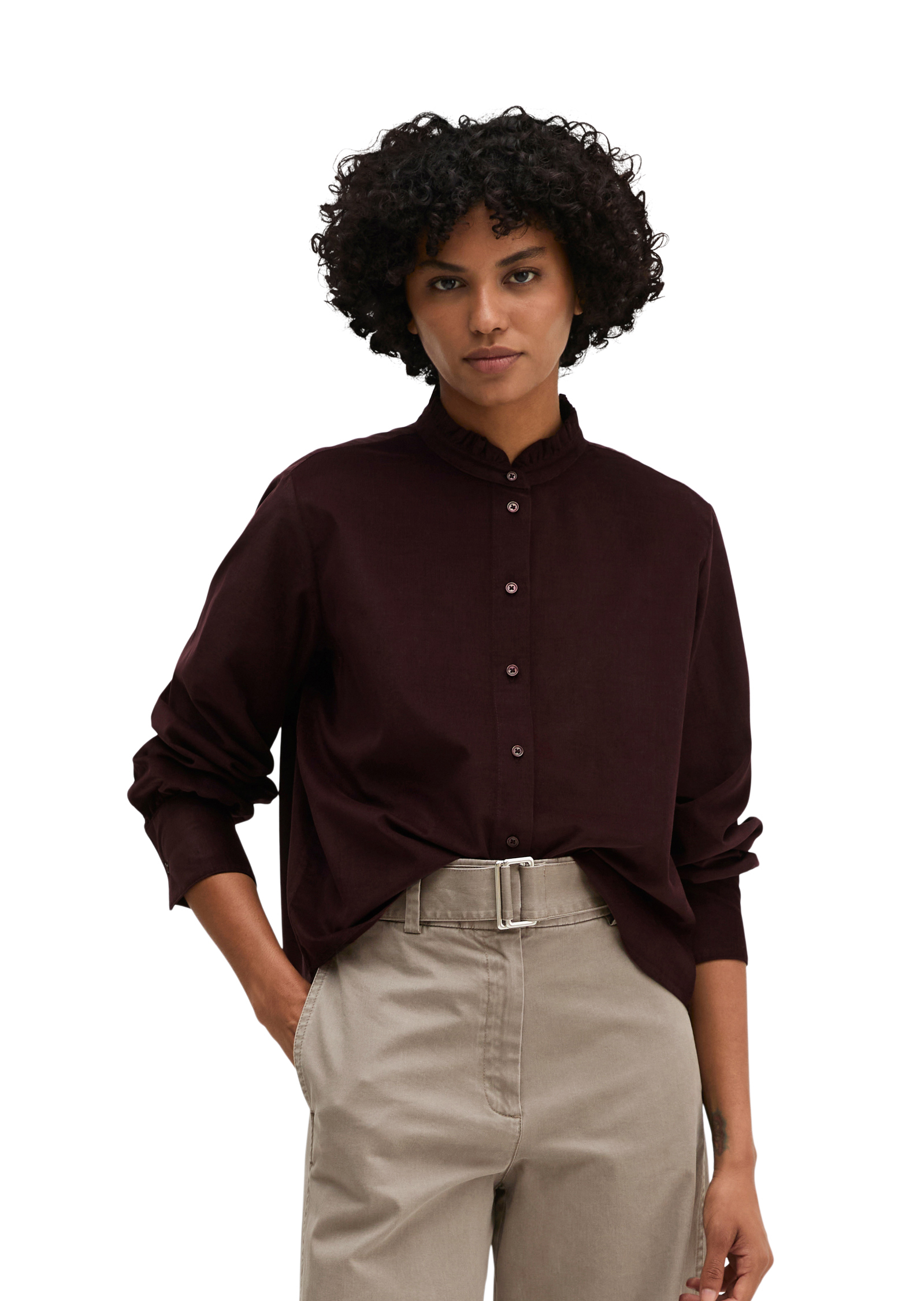 Blouse à volants regular en qualité velours côtelé, MARC O'POLO