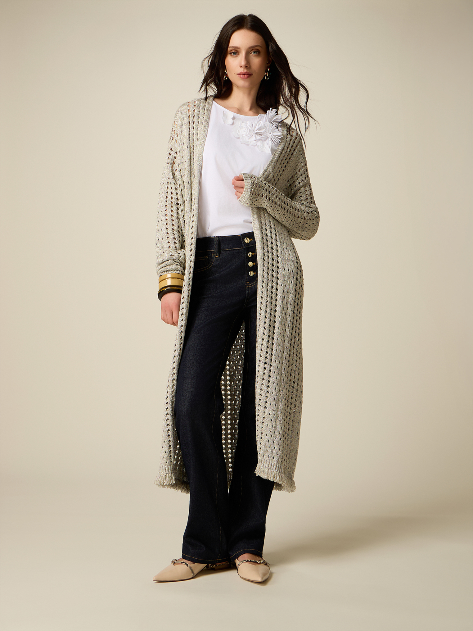 Maxi cardigan ajouré, OLTRE